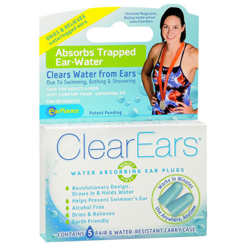 Clearears Water Absorbing Ear Plugs, 5 Pair
